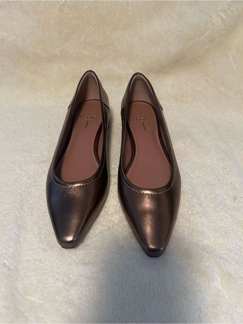 Gorgeous Paolo Metallic Chocolate Pointed Toe Flats